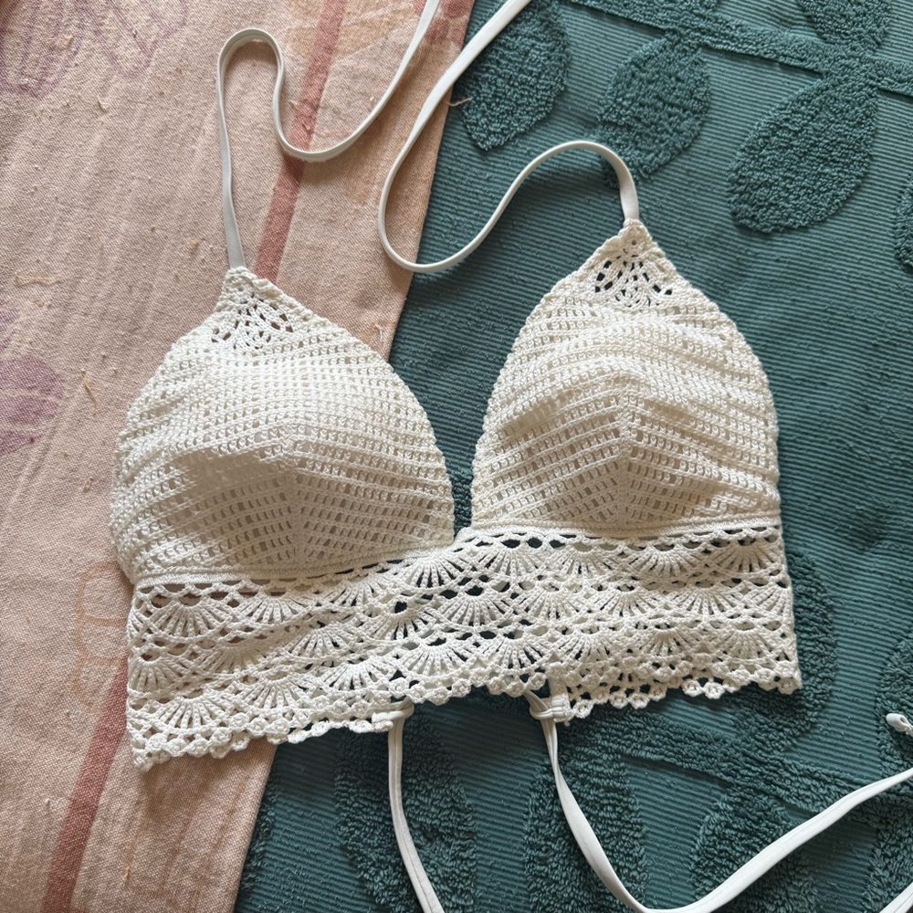 Aerie Crochet Triangle Longline Bikini Top